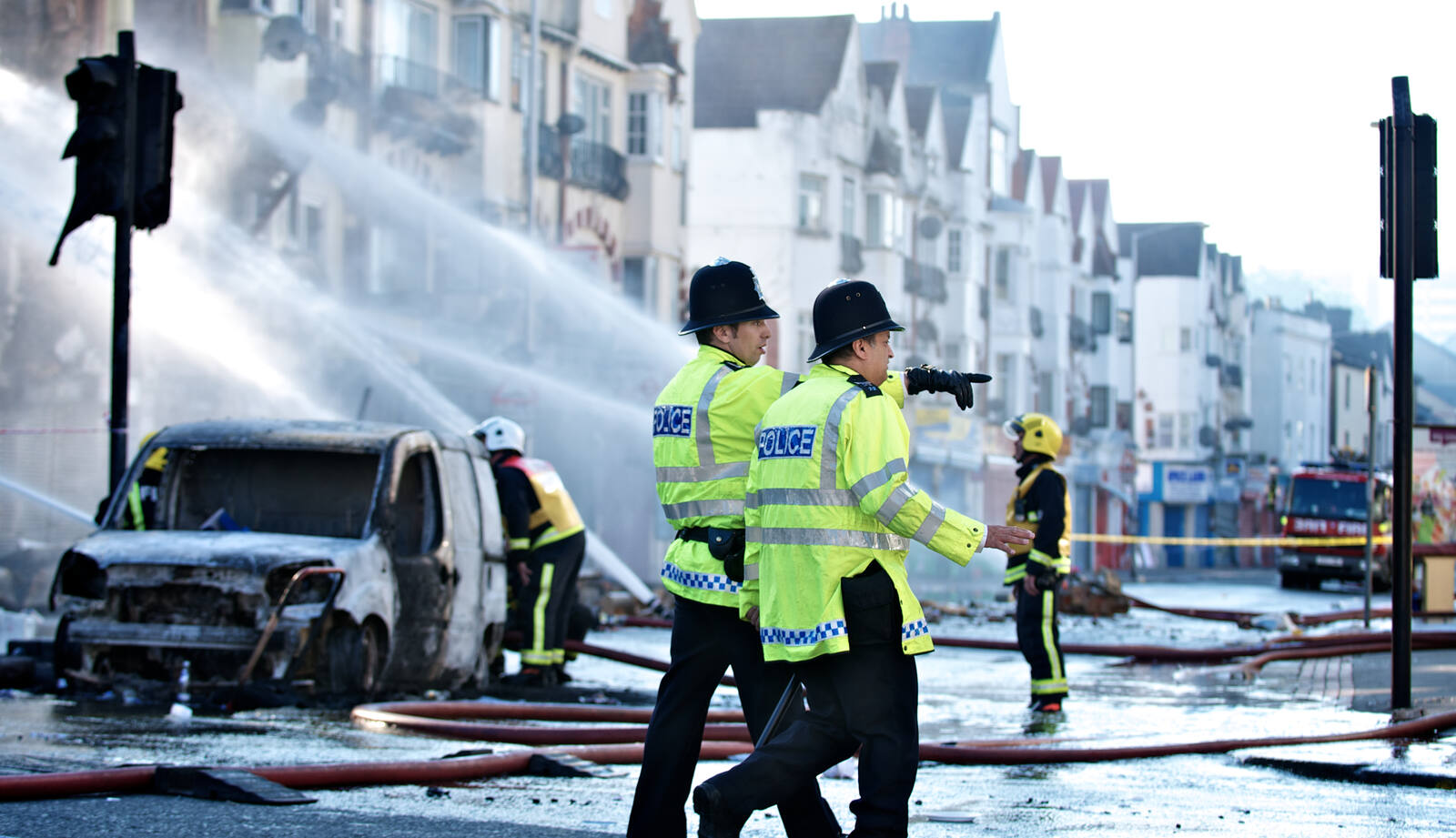 Emergency services in action