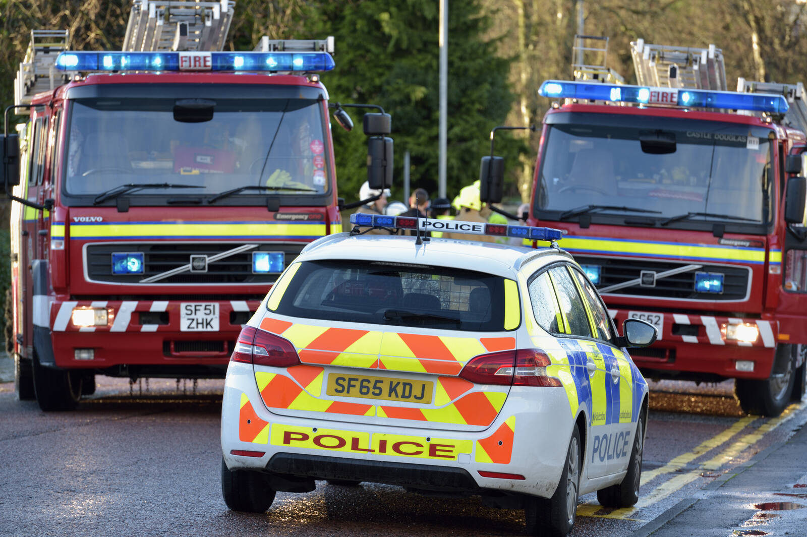 Emergency services in action